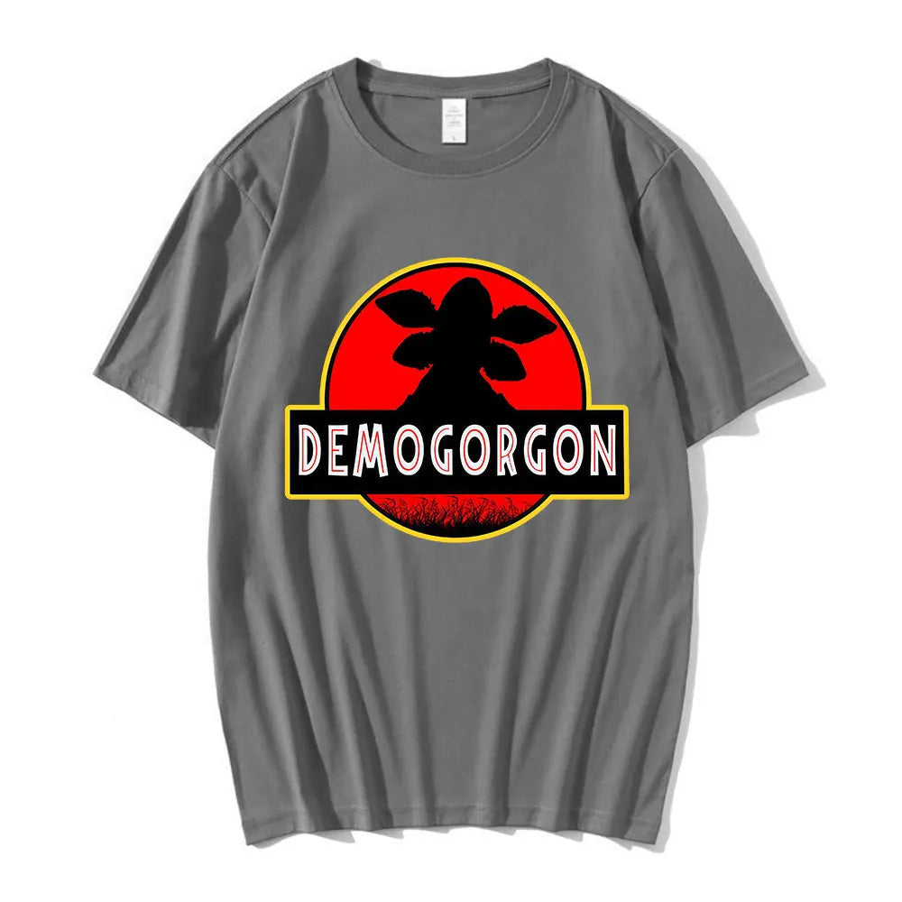 Demogorgon Man Eating Flower Pattern T-shirt Summer Men's Women's Clothing Cotton Casual Fashion Retro T-shirt Street Wear Y2K