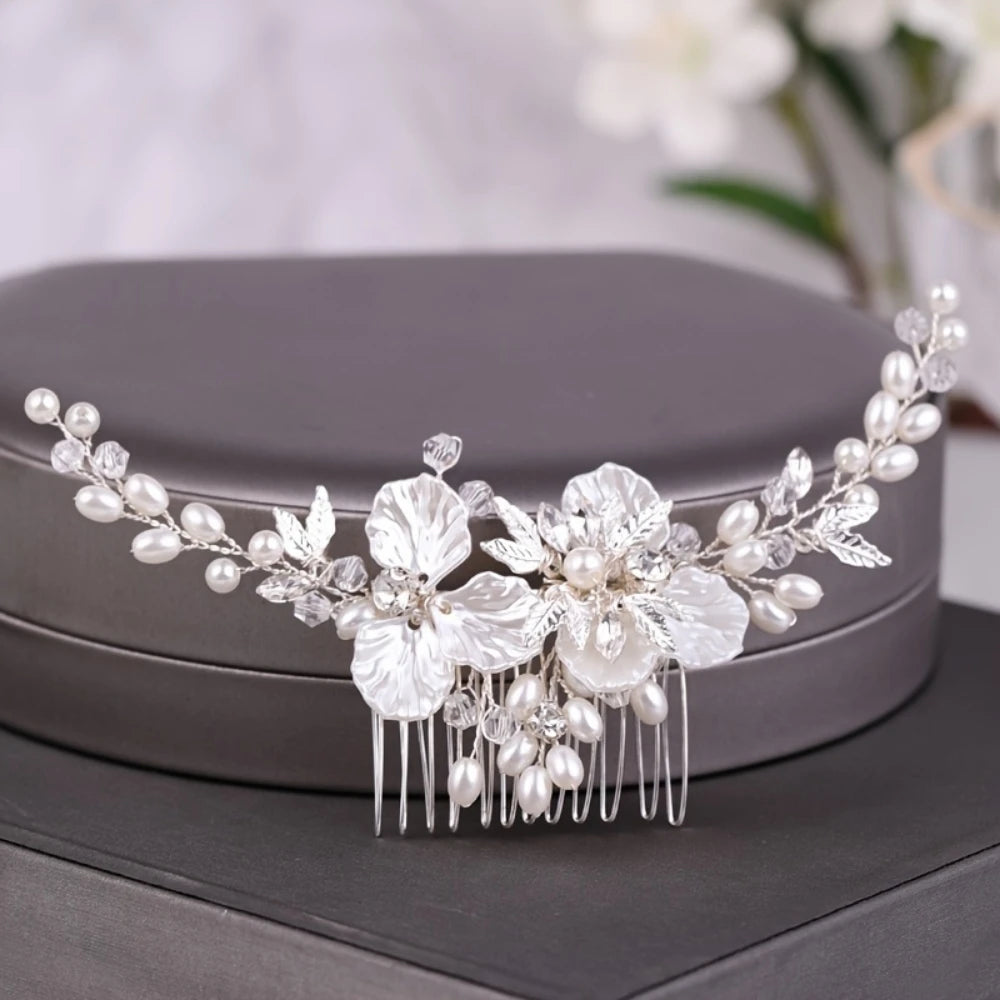 Wedding Hair Combs Bridal Hair Accessories For Women Hair Jewelry Silver Color Pearl Rhinestone Head Jewelry Women Accessories