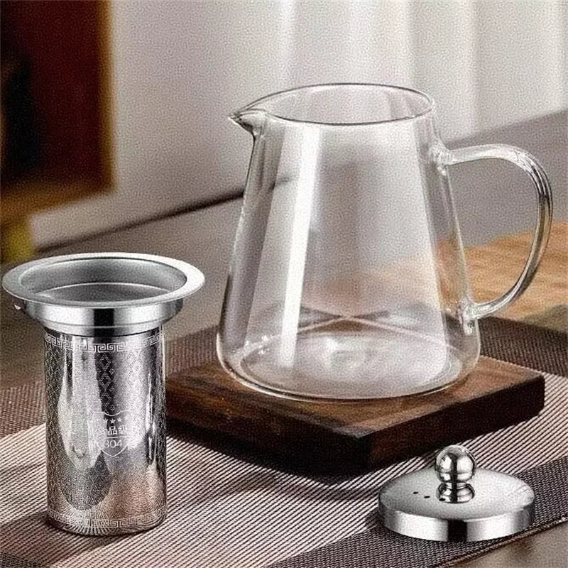450ml-1350ml Heat Resistant Glass Teapot with Stainless Steel Tea Strainer Infuser Flower Puer Tea Pot Kung Fu Tea Maker Tea Set