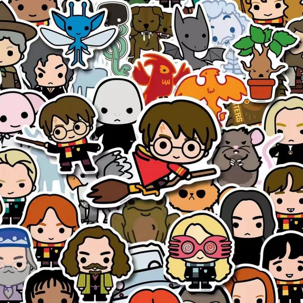 Genuine 50Pcs Harry Potter Series Sticker Cartoon Stationery Decal For Scrapbooks Phones Guitars Skateboards Decorative Stickers