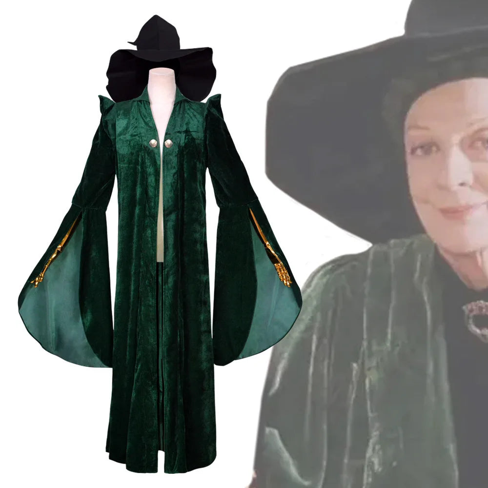 School of Witchcraft and Wizardry Costume Professor Mileva McGonagall Hogwarts College Presidentis Robe Halloween Costume 3