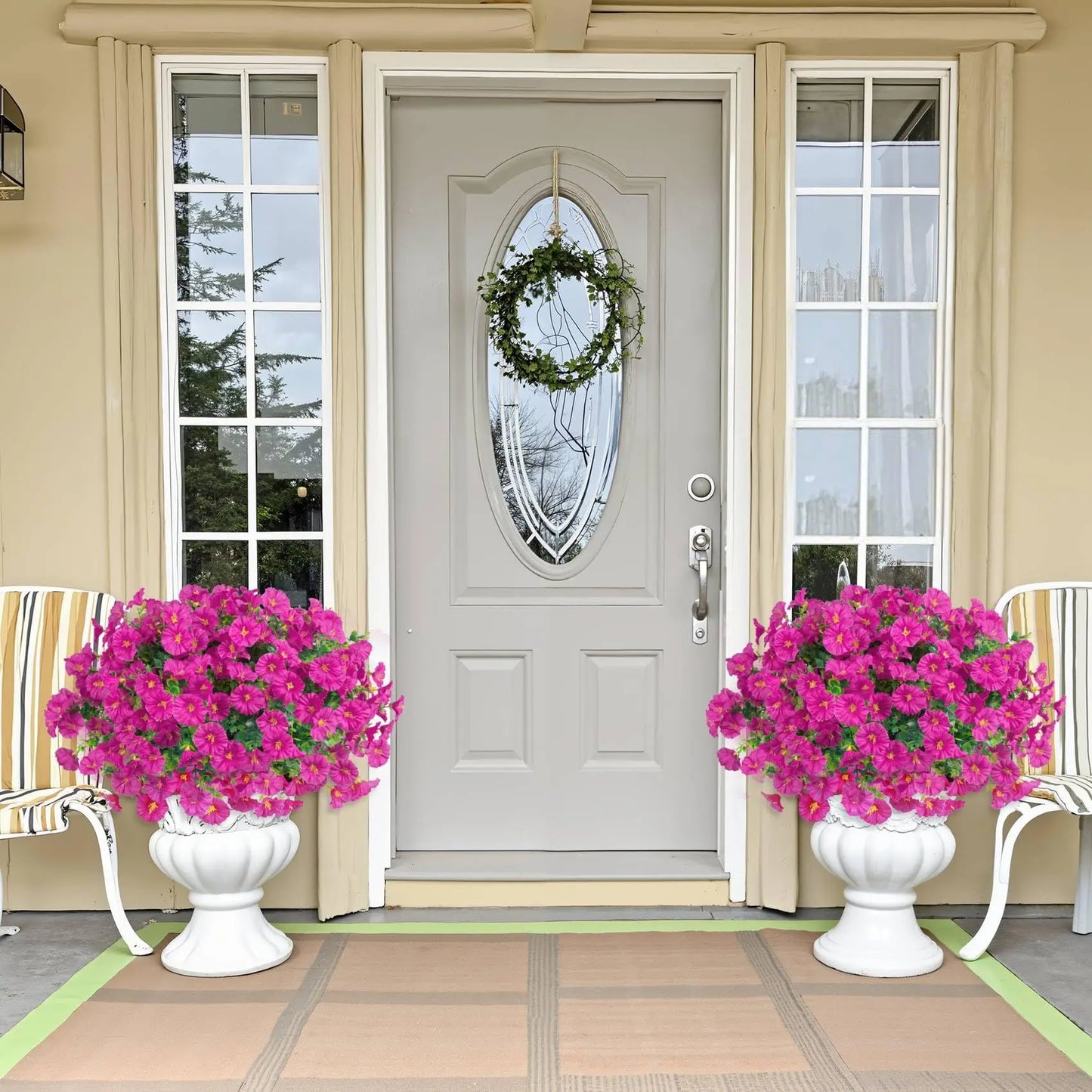 Artificial Flowers for Outdoors Decoration Silk Faux Flowers Uv Resistant Fake Plants for Garden Balcony Yard Porch Home Decor