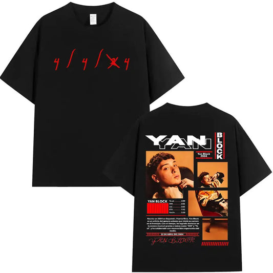 Rapper Yan Block Carlos Yandre Album Tour 2025 Pop Graphic T Shirts Men's Hip Hop Gothic High Quality Cotton T-shirts Streetwear