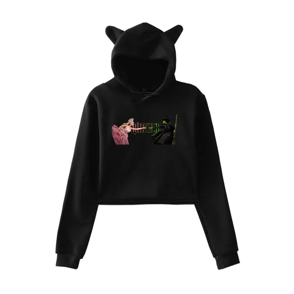 Wicked Changed For Good Defy Gravity Vintage 90s Streetwear Hoodie Fashion Merch Hoodies Sweatshirts for Girl Cat Ear Crop women