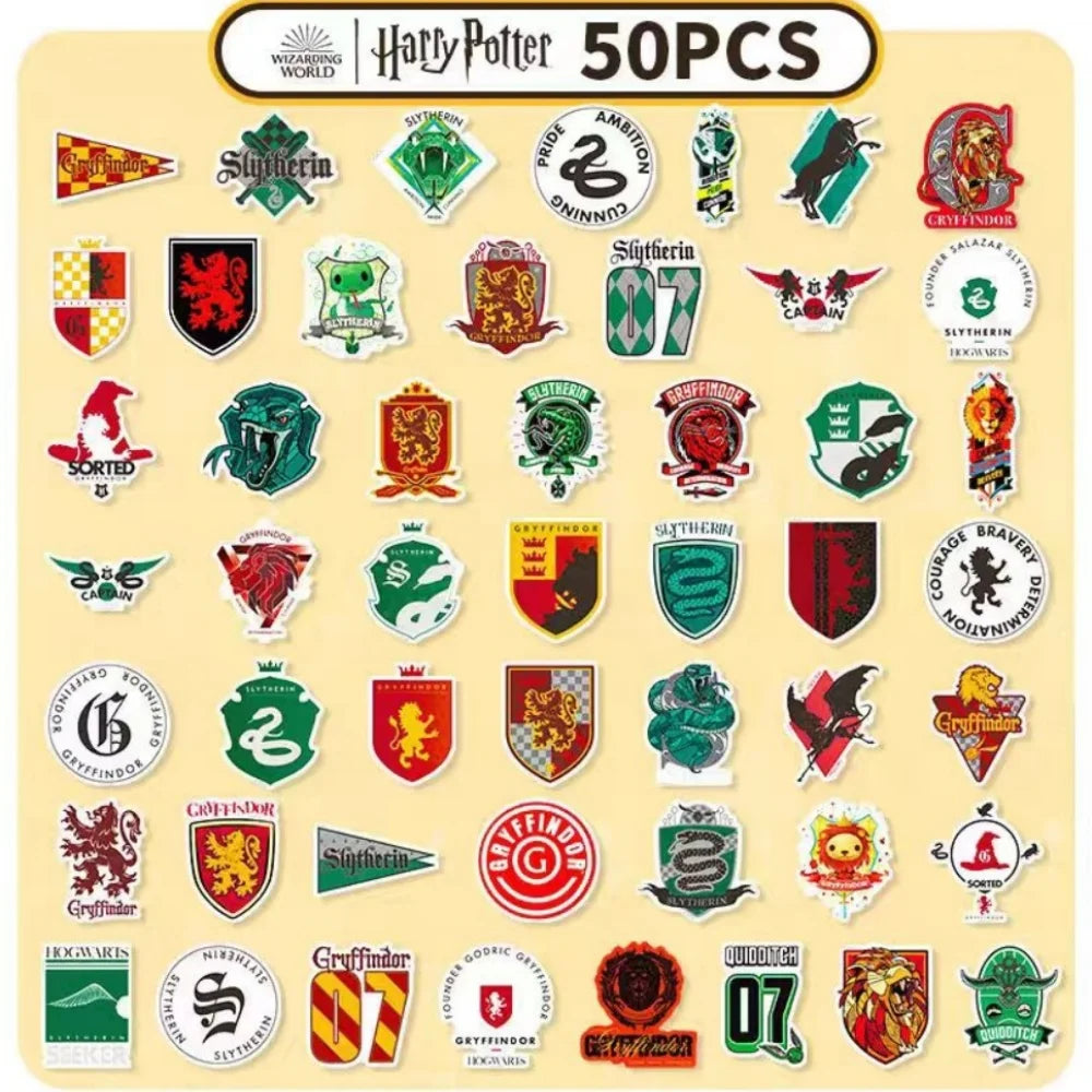 Genuine 50Pcs Harry Potter Series Sticker Cartoon Stationery Decal For Scrapbooks Phones Guitars Skateboards Decorative Stickers
