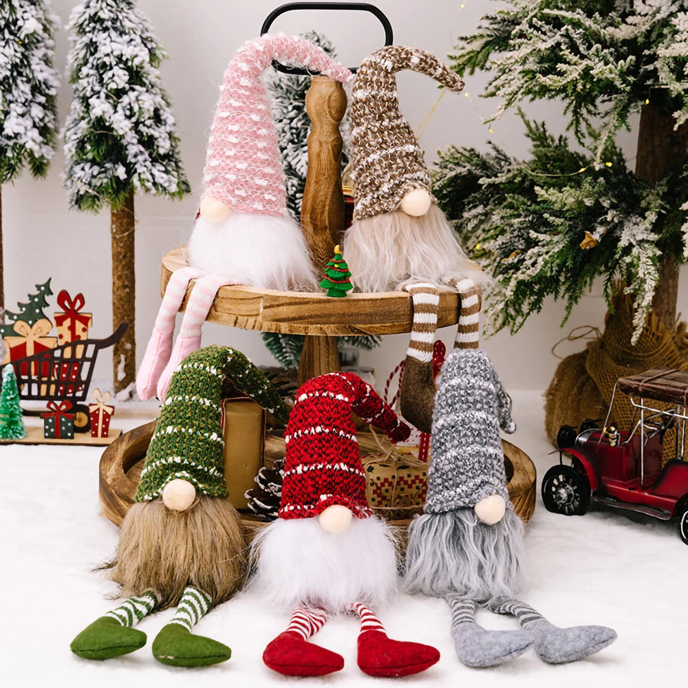 Christmas Faceless Doll Long-Legged Knitted Hat Gnomes Plush Elf Ornaments Merry Xmas Home Decoration 2024 Happy New Year Gift