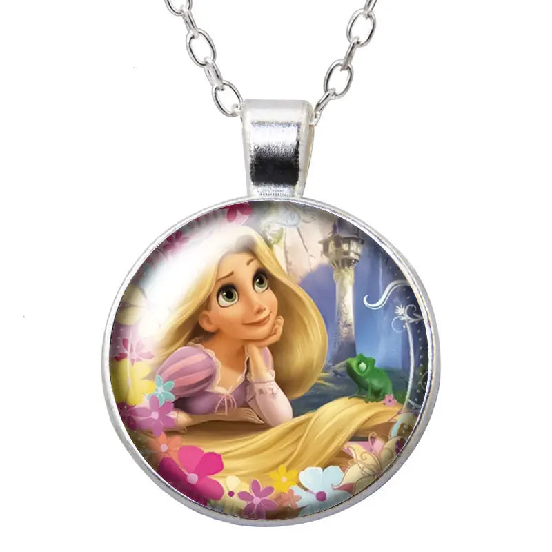 Enrolados Tangel Princess Rapunzel Round Photo Glass cabochon silver plated/Bronze/Crystal pendant necklace jewelry