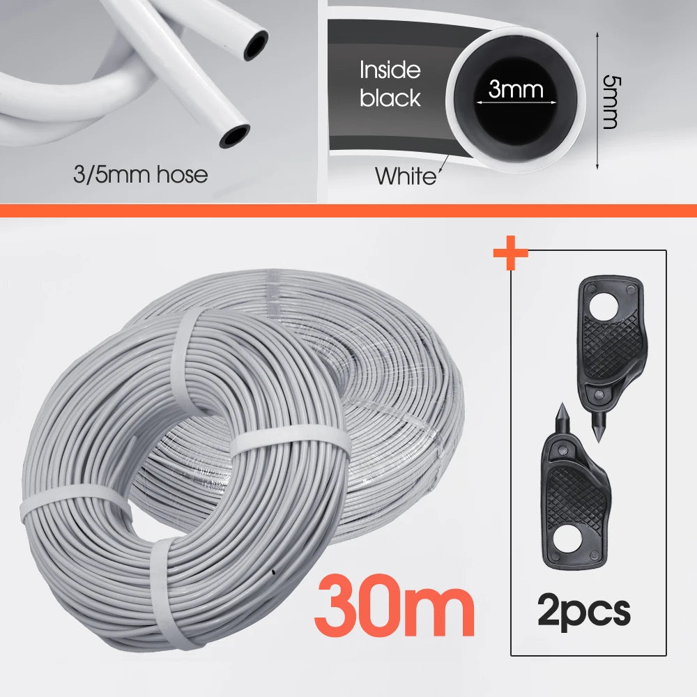 5/10/20/30/50m Garden 3/5mm Watering Hose Panda Soft PVC Tubing White Skin Black Inside 2-Layer Drip Irrigation Pipe 1/8" Device