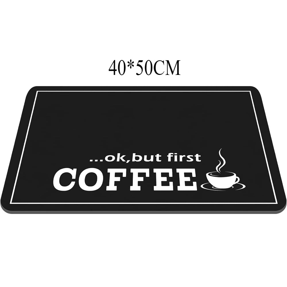 1pc black letter Coffee printed coffee machine mat modern minimalist style kitchen counter quick water absorption drying mat
