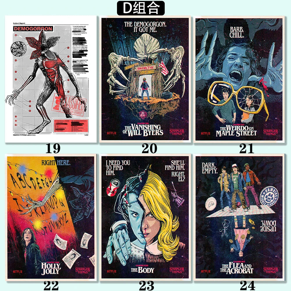 1PCS S-StrangerThings 5 Theme Frameless Canvas Core Print - HD Poster Decor Home Decor Living Room Bedroom Movie Peripheral