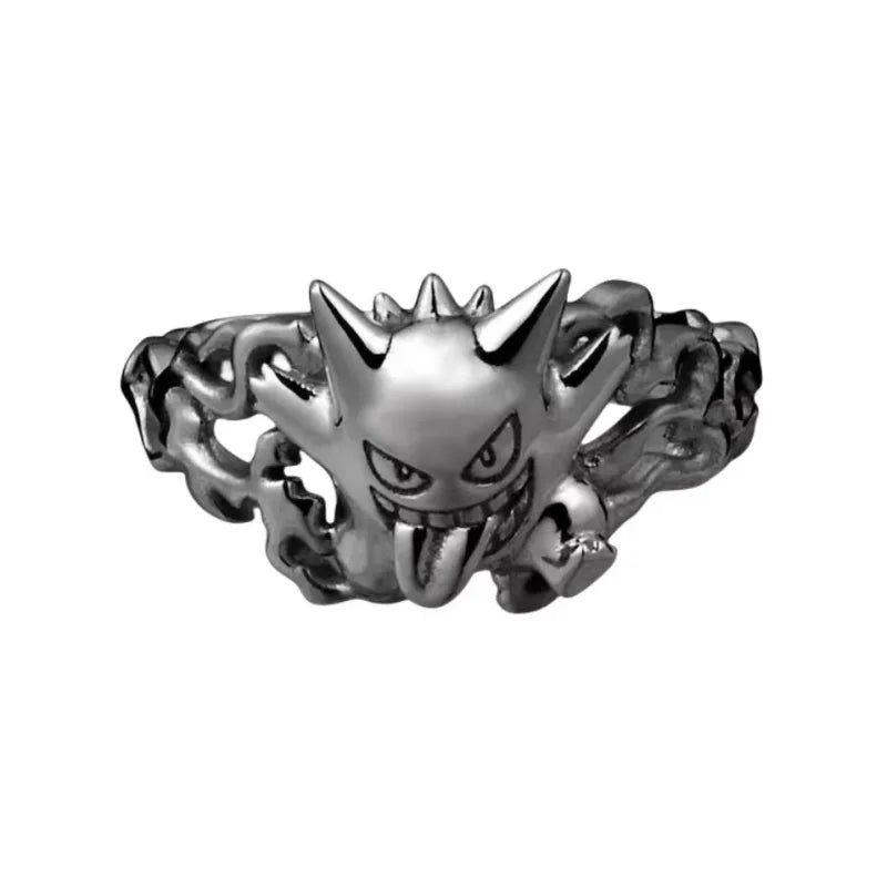 New Pokemon anime peripherals Dratini Gengar 925 silver ring fashionable cartoon accessories niche Christmas gifts for couples