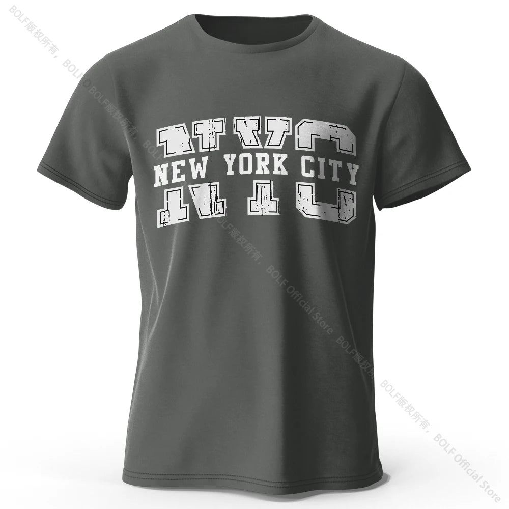 Men's New York City Letter Printed T-Shirt 100% Cotton Oversized Street Graphic Tees for Men Women Summer Tops