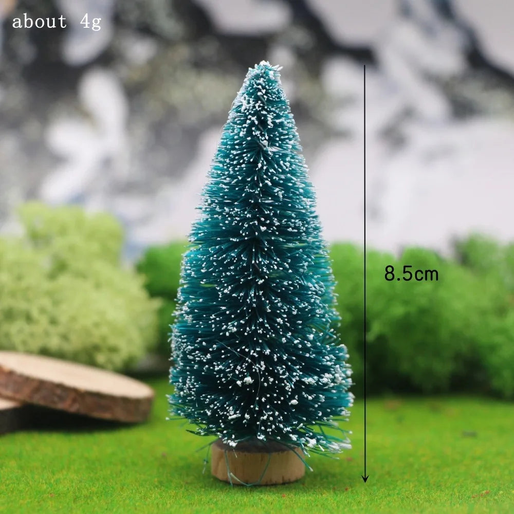 1Pcs "Merry Chrismas" Sisal  Simulation Christmas Tree Miniature Scene  Snowflakes Little Pine Needle Tree Dollhouse Decor