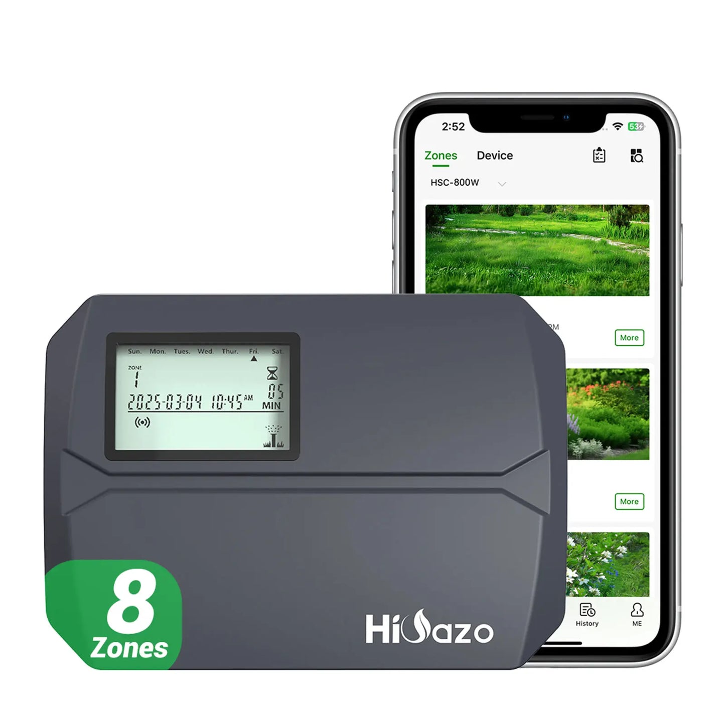 HiOazo 8-Zone Smart Irrigation Controller Support Weather Skips and Manual Watering WiFi Sprinkler Controller for Lawn,Courtyard