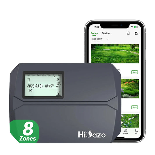 HiOazo 8-Zone Smart Irrigation Controller Support Weather Skips and Manual Watering WiFi Sprinkler Controller for Lawn,Courtyard