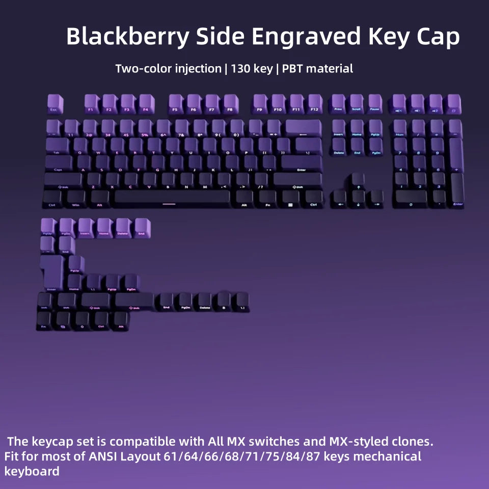 133 Keys Double Shot Shine Through Keycaps Strawberry Pink Side Print PBT Keycaps Cherry Profile for MX Switches Gaming Keyboard