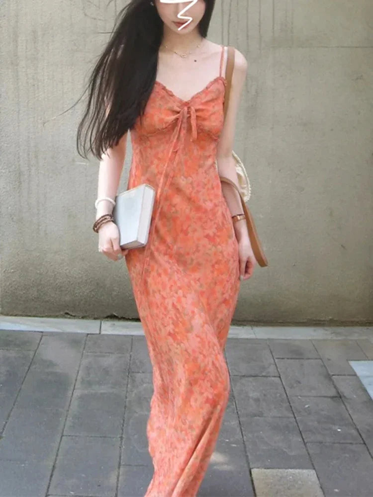 Summer New Seaside Vacation Women Dress Fashion Chiffon Sleeveless Dresses Female Chicly Sweet Elegant Ladies Woman Dress