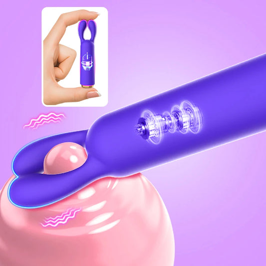 Female Clitoral Vibrator G-spot Nipple Rabbit Ear Dildo Stimulator 10 Vibration Modes Massager Adult Couple, Female Flirting Use