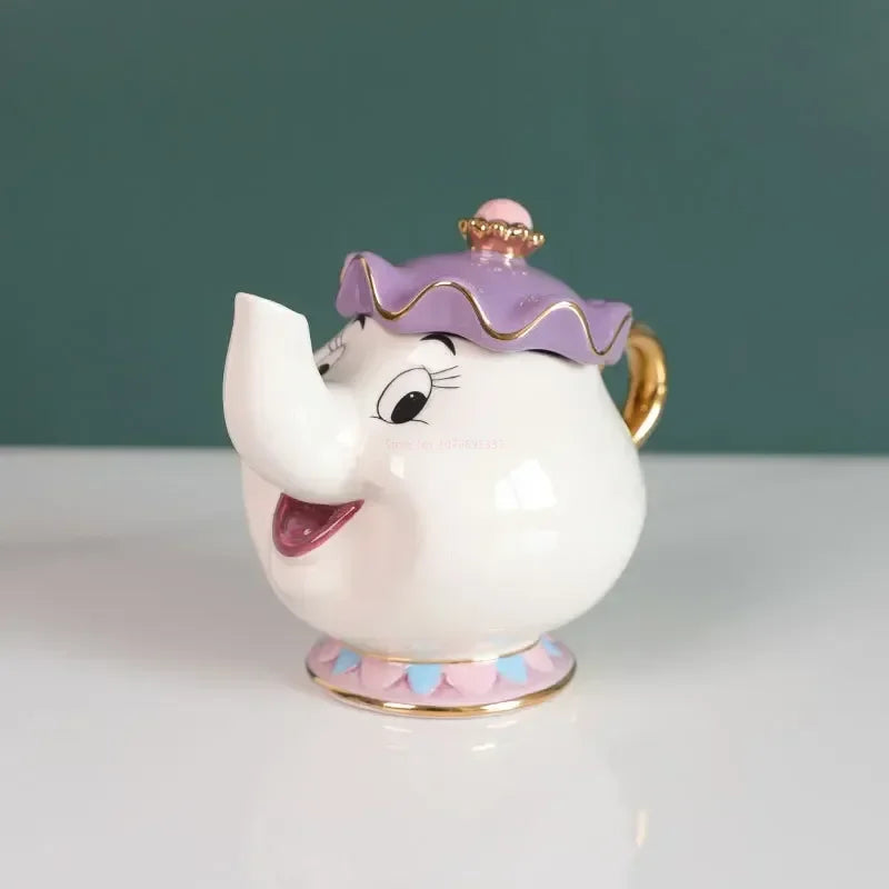 Disney Teapot Cute Cartoon Beauty And The Beast Coffee Pots Mug Mrs Potts Chip Cup Tea Cup Pots One Tea Sets Droshipping