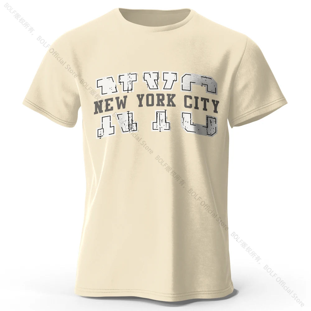 Men's New York City Letter Printed T-Shirt 100% Cotton Oversized Street Graphic Tees for Men Women Summer Tops