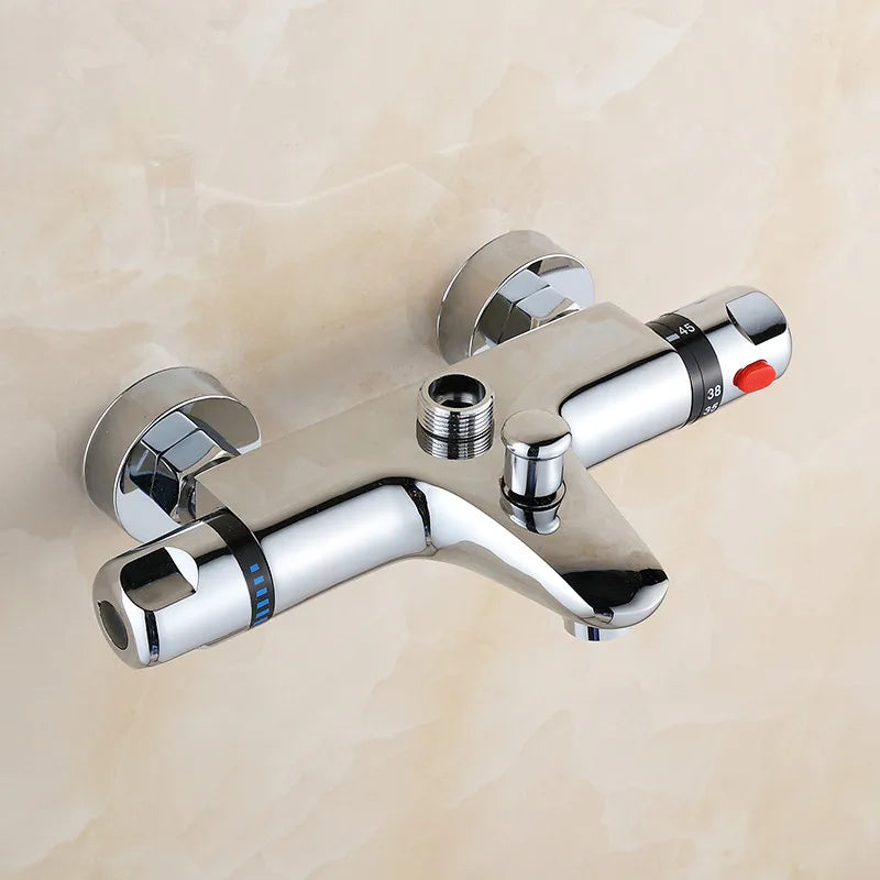 Brass Intelligent Thermostatic Shower Faucet Concealed Hot and Cold Water Mixing Valve Temperature Control Valve  Chrome Plated