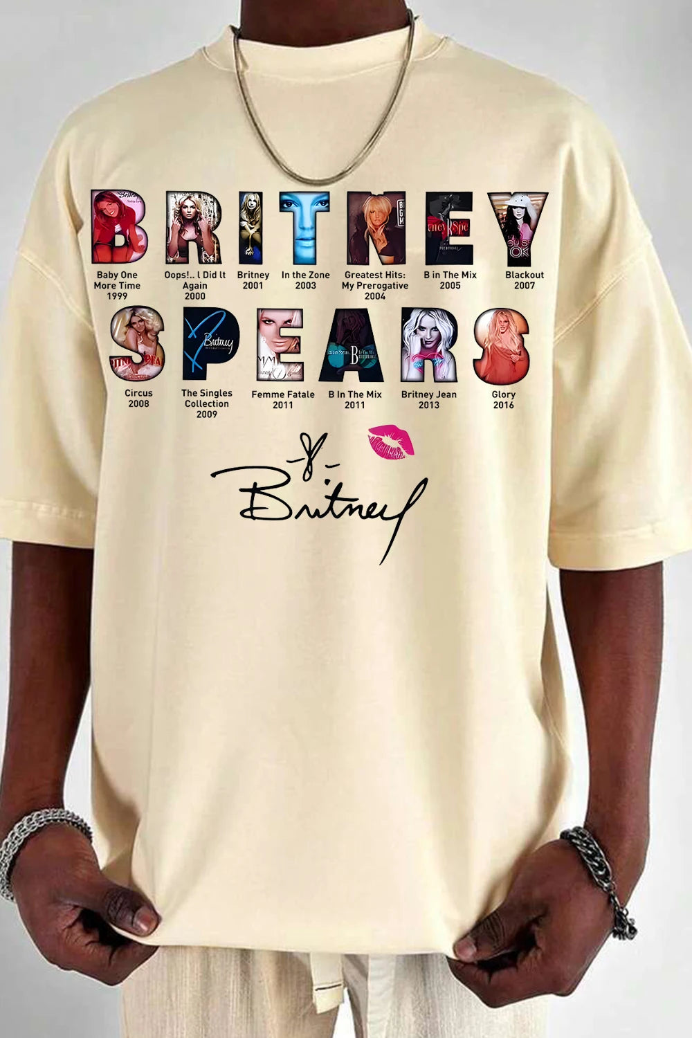 Britney Spears Men's Oversized Tee Shirt Vintage Street Hip Hop Y2k High Quality T-Shirt Cotton Streetwear Female Male Clothing