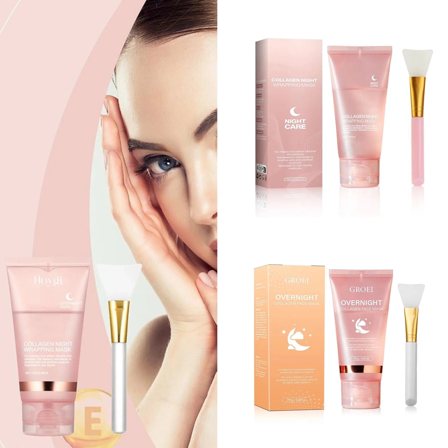 75G Collagen Overnight Wrapping Peel Off Facial Mask Korean Collagen Night Wrapping Mask Deeply Hydrates Night Care Mask Cream