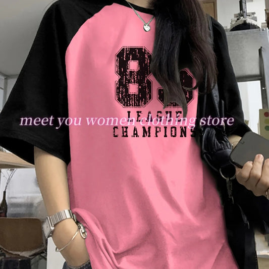 summer  NO.85  Print Woman 5 colors T Shirt Girl Oversize Daily Top Female Creativity Streettshirt O-Neck T-Shirt Casual Clothes