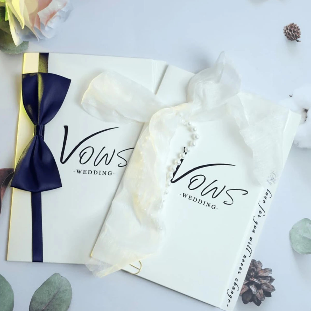 Wedding Vow Book Set, Minimalist Design for Couple, Green & White, Wedding Keepsake with Vows & Declarations, Bestseller