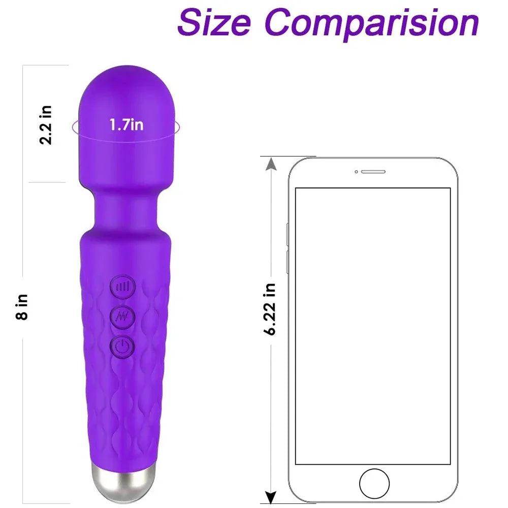 Powerful Wand Massager Cordless Rechargeable Electric Back Neck Massager Relax Exercise Tools With 8 Speeds 20 Vibration Modes