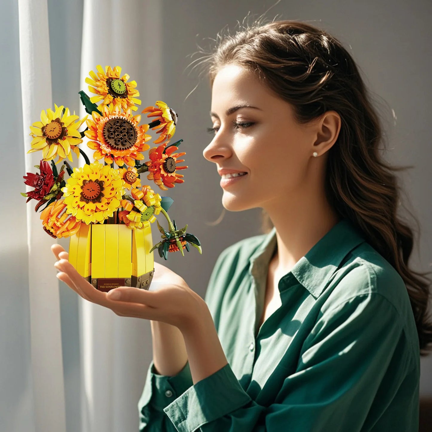 1049PCS Sunflower Botanical Building Blocks Model Toys Home Decor Artificial Flowers Bricks Ornaments Ideal Christmas Gifts