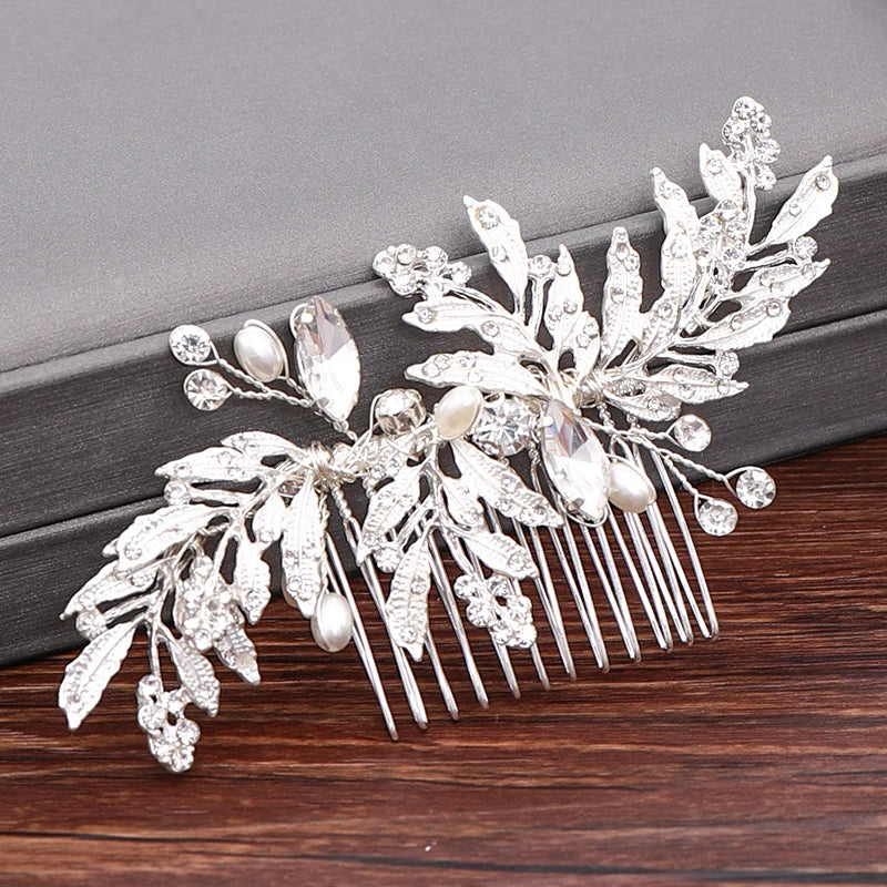 Wedding Hair Combs Bridal Hair Accessories For Women Hair Jewelry Silver Color Pearl Rhinestone Head Jewelry Women Accessories