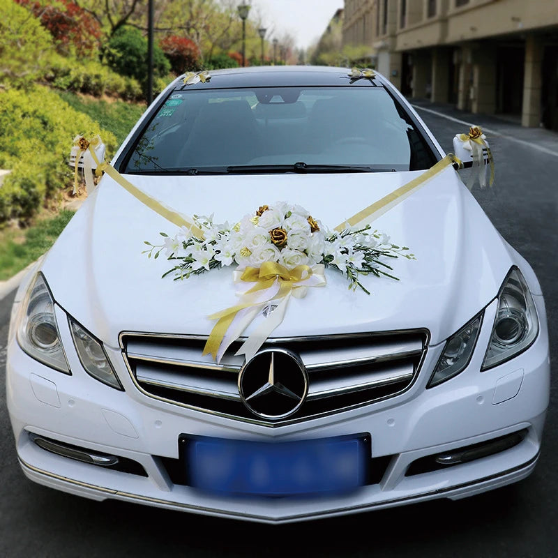 Artificial Flowers For Wedding Car Decoration Church Forest Ceremony Decor Fresh White Green Suite High-End Fake Flower Ball