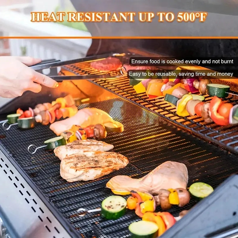 1/3/5PCS Non-Stick Reusable BBQ Grill Mat Easy To Clean Mesh Pad for Electric Gas and Charcoal Grills Outdoor Cooking