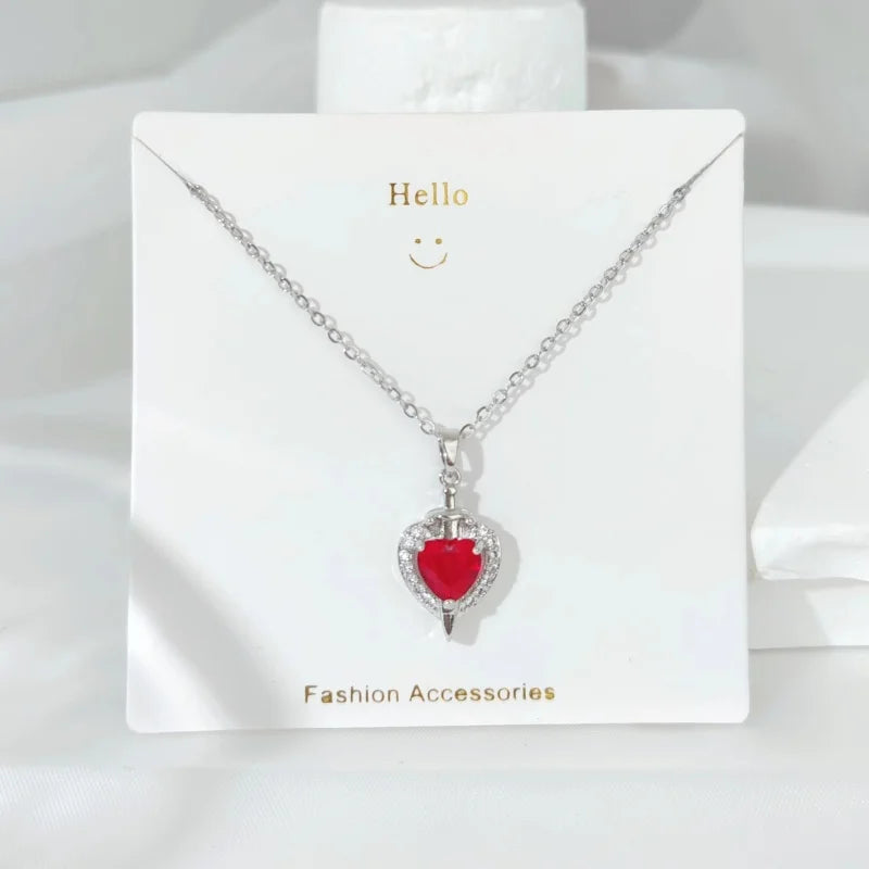 New Style Creative Arrow Through Heart Couple Pendant Heart-Shaped Collar Chain Valentine's Day Necklace Jewelry Gift