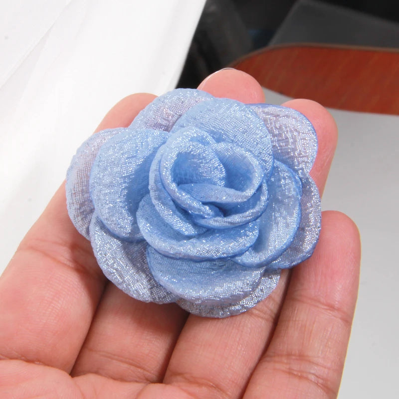 10Pcs 5cm Chiffon Rose Artificial Flowers Yarn Fabric Flowers For Headwear Dress Wedding Bouquet Decor Craft Flower Accessories