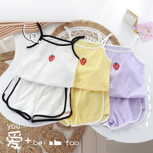 Summer toddler kids girls' clothes baby outfits sets camisole T-shirt top+shorts sports suit for children  girls' clothing sets