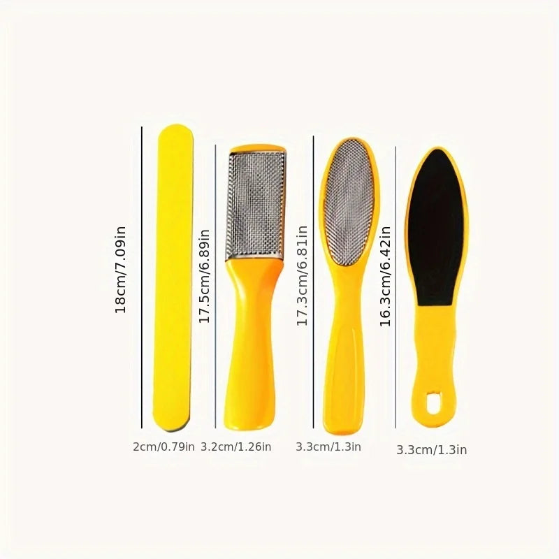 8/10pcs Foot Care Kit, Yellow Plastic Pedicure Tools Set With Callus Remover, Foot File, Scraper, Rasp For Dead Skin Exfoliation