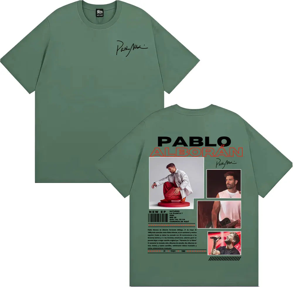 Rapper Pablo Alborán Global 2025 Tour Tee Shirt Men Women Harajuku Hip Hop Streetwear T-shirt Cotton Casual Short Sleeve T Shirt