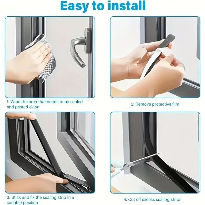 4M Foam Self-adhesive Door Window Sealing Strip Wearable Sliding Dustproof Sponge Strip Soundproof Home Insulation sealing tape