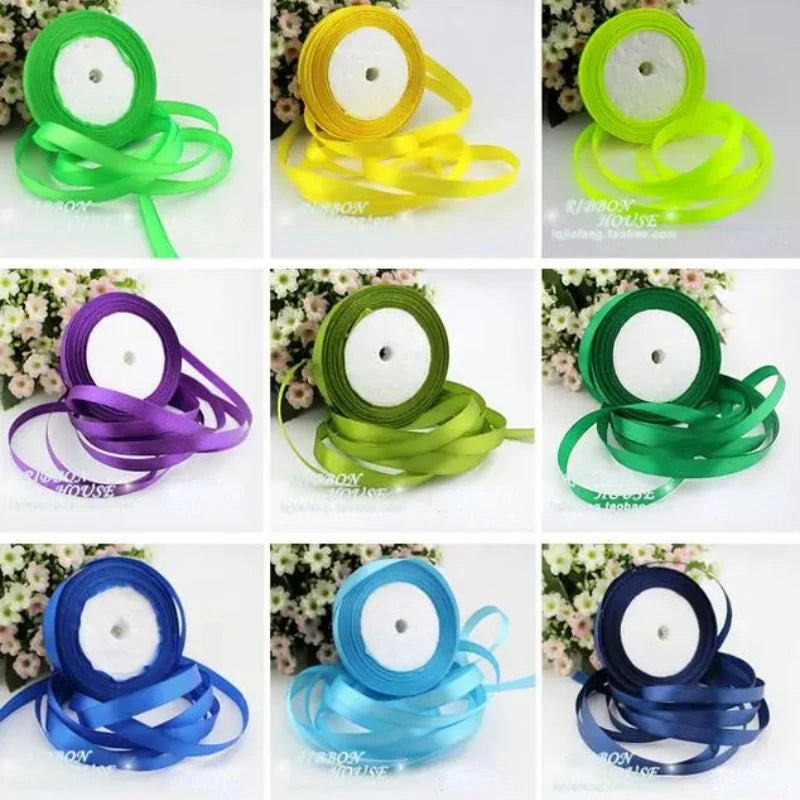 22m Long Pink Silk Satin Ribbon 10mm Wide Party Home Wedding Decoration Gift Wrapping Christmas New Year DIY Material Supplies