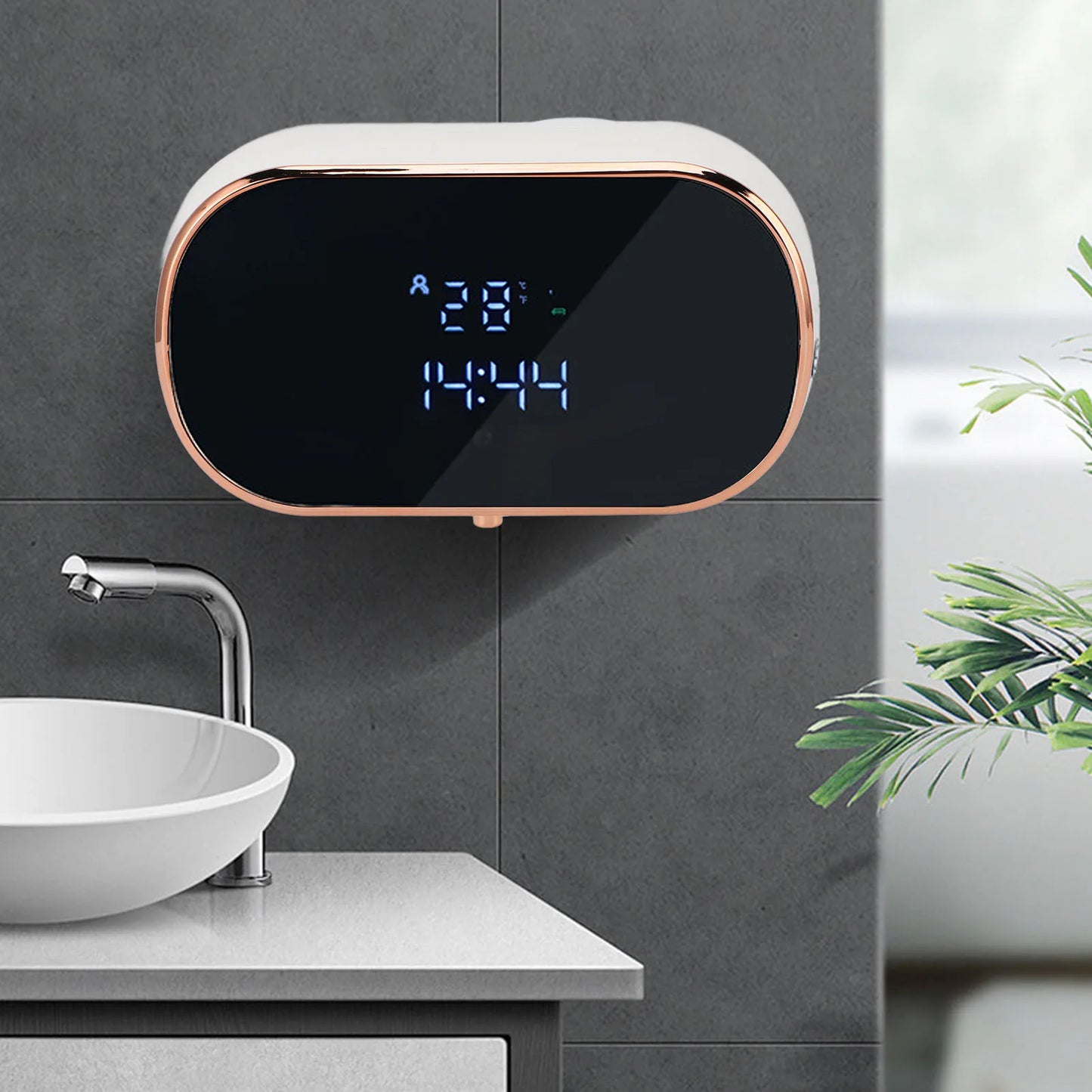 Wall-mounted Automatic Soap Dispenser Large Capacity Touchless Rechargeable Sensor Soap Dispenser with LED Screen, Smart Ele