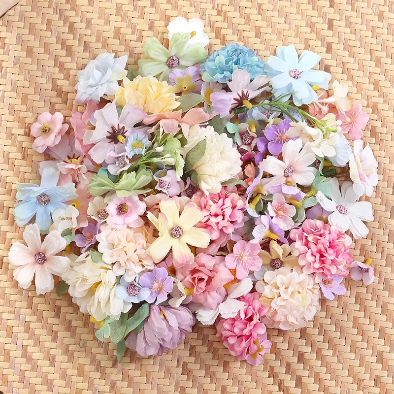 Random Style Mix Artificial Flowers Silk Fake Flowers for Home Decor Wedding Decoration Bride Clothing DIY Craft Gifts Accessory