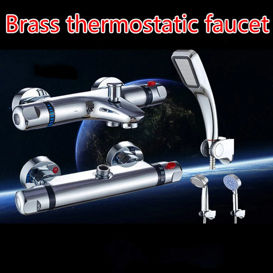 Brass Intelligent Thermostatic Shower Faucet Concealed Hot and Cold Water Mixing Valve Temperature Control Valve  Chrome Plated
