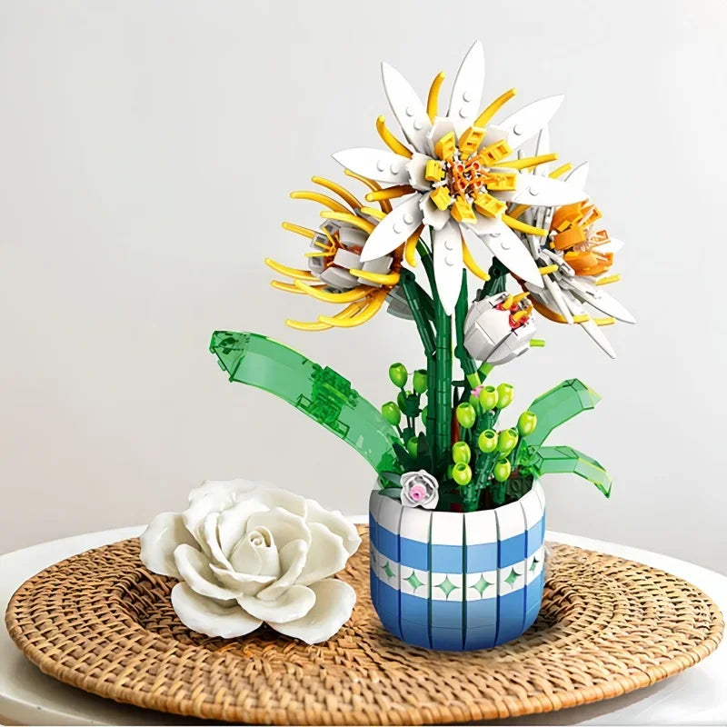 KNEW BUILT Creative 3D Epiphyllum Potted Building Block Toy-Uplift Mood with Love,Ideal Holiday Gift For Girl,Decorate Your Home