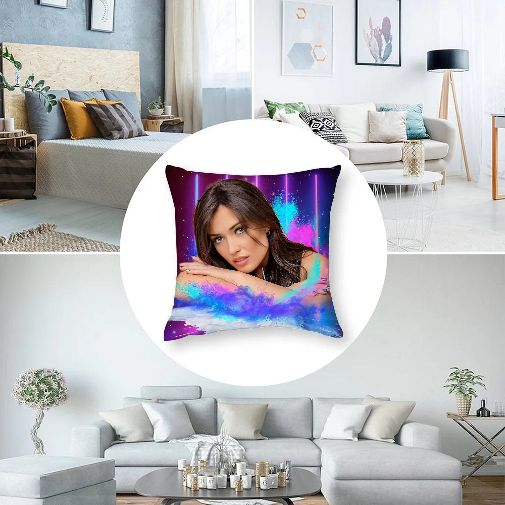 E-Elsa EsnoultS Actor Pillow Case 3D Print Polyester Fiber 45*45 cm Home Sofa Throw Pillow Cover Decoration Festival Gift