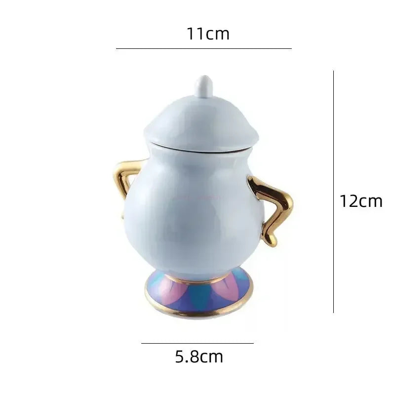 Disney Teapot Cute Cartoon Beauty And The Beast Coffee Pots Mug Mrs Potts Chip Cup Tea Cup Pots One Tea Sets Droshipping
