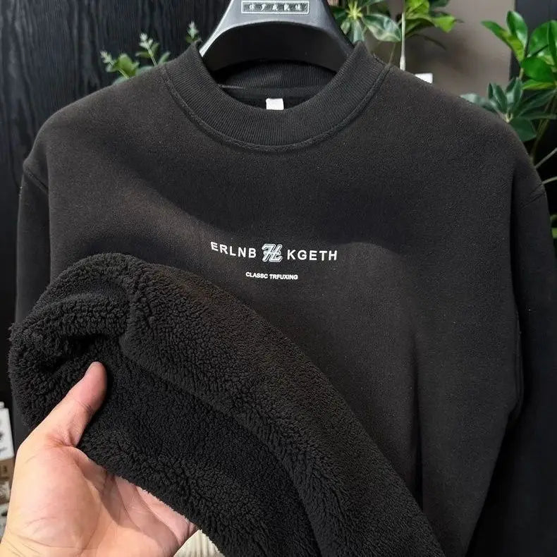 Winter Extra-thick Camel Hair Men's Hoodie Printed Letters HeavyWeight Thick Sweatshirt Casual Fleece windproof Thermal Shirts