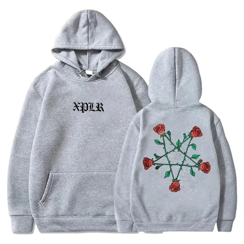 2025 XPLR Sam And Colby Pentagram Roses Hoodie 2024 Couples Merch Long Sleeve Streetwear Women Men Hooded Sweatshirt Fashion