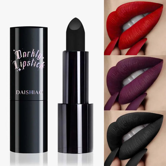 Black Dark Purple Matte Lipstick Halloween Makeup Waterproof and Long-lasting Dark Night Lipstick for Women Lip Cosmetics